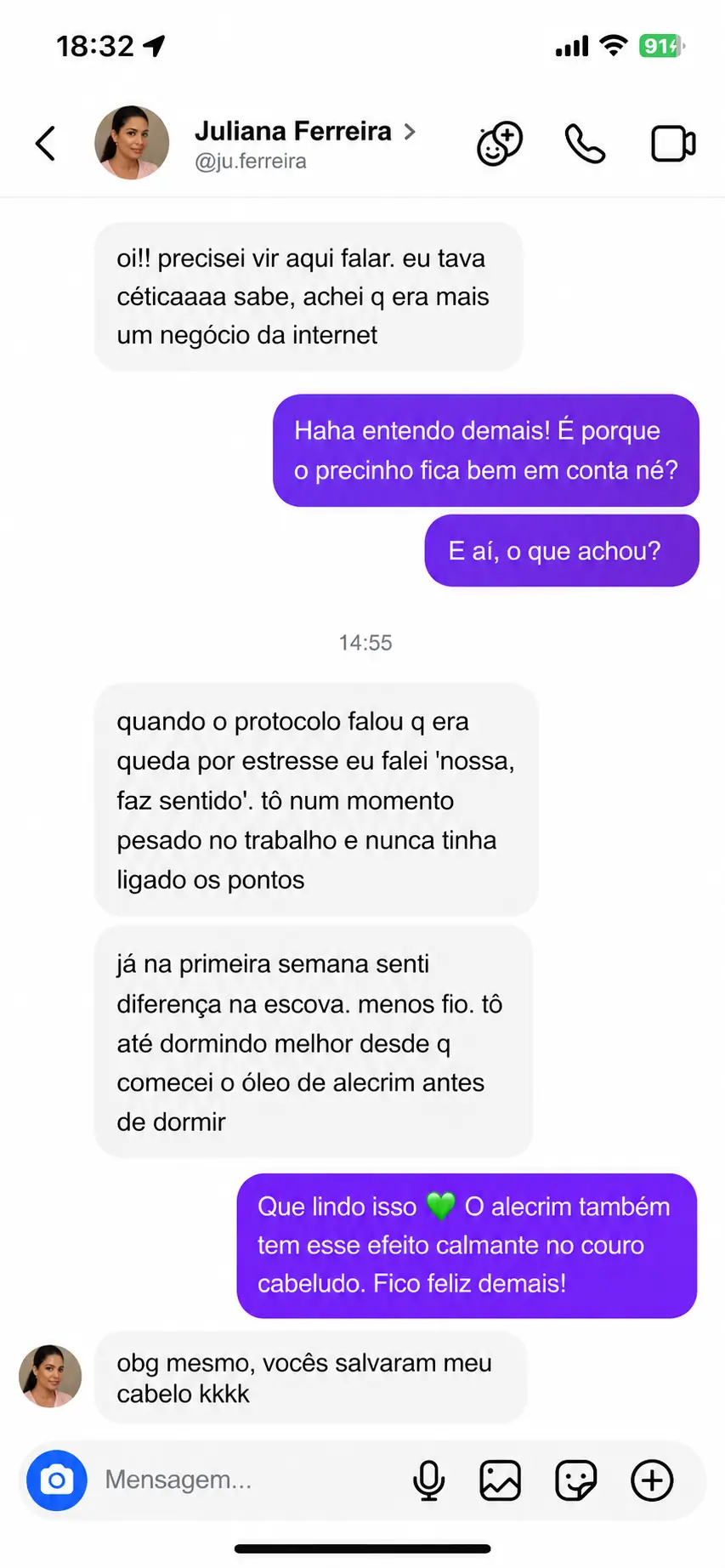 Mensagem de depoimento 2