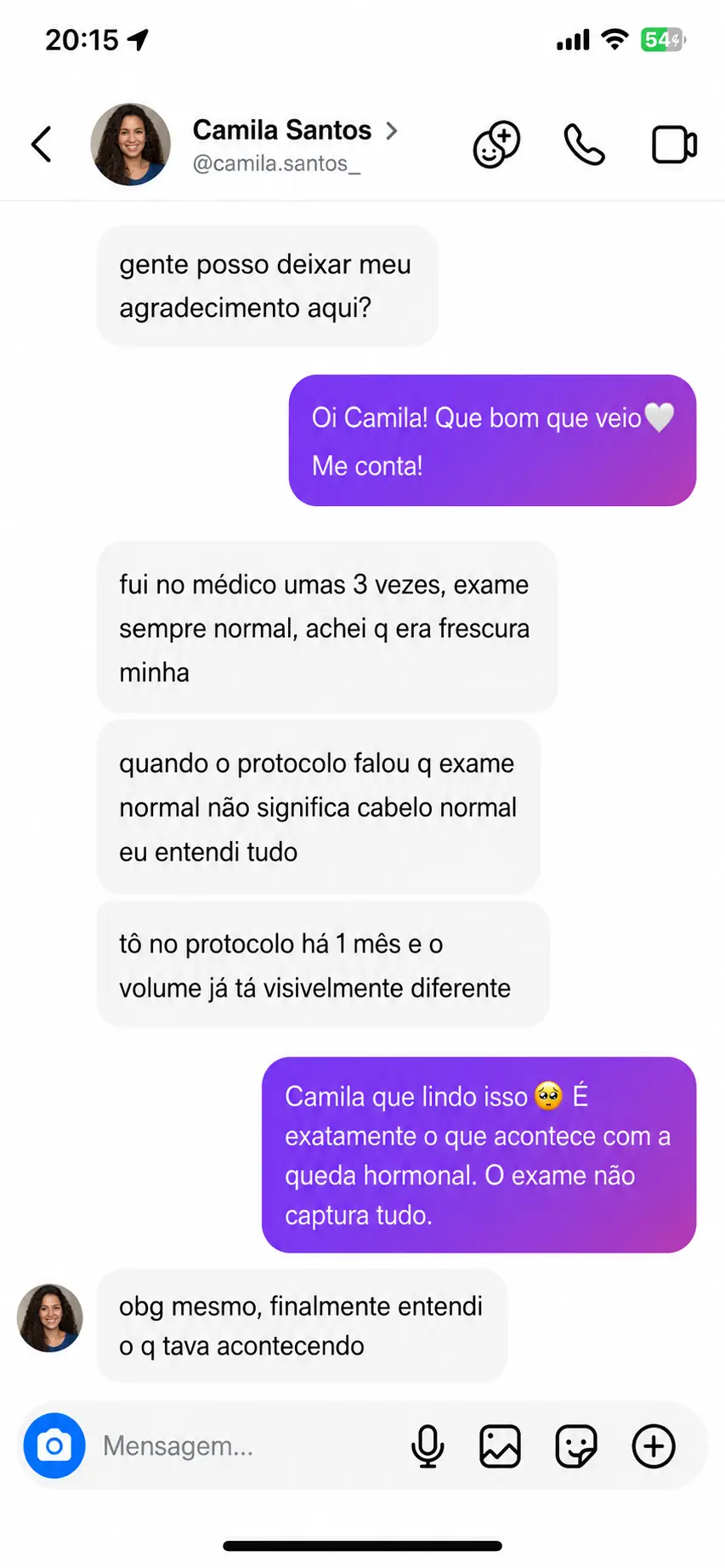 Mensagem de depoimento 3