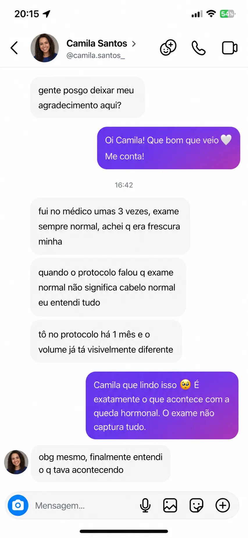 Mensagem de depoimento 5