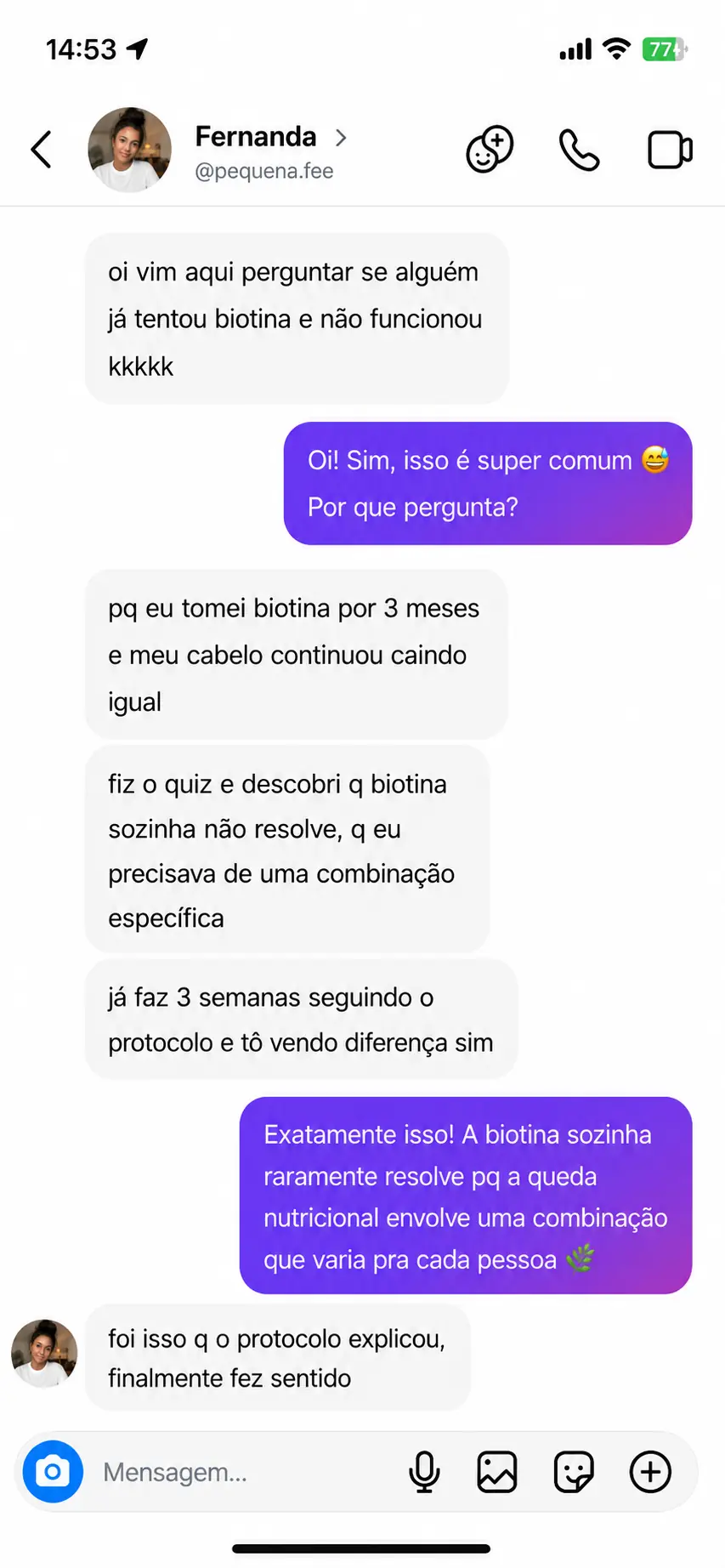 Mensagem de depoimento 6